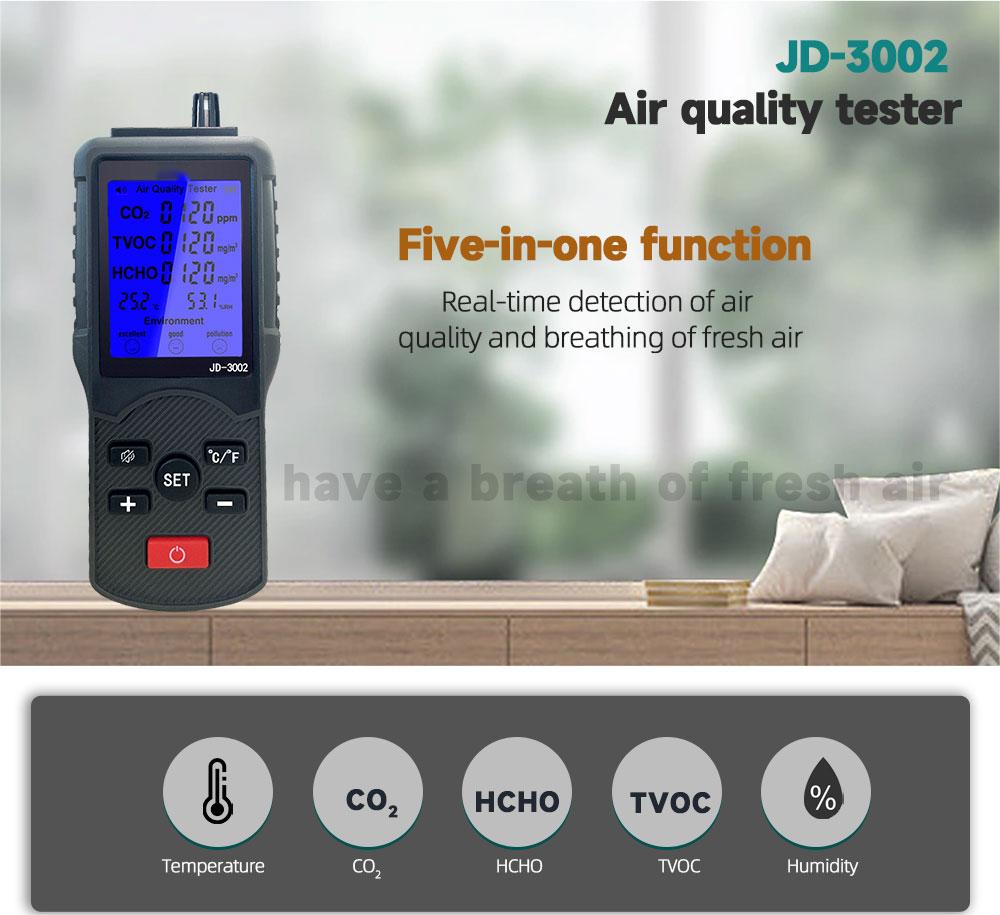 Detecteur CO2 Moniteur de qualité de l'air, Testeur C02 /HCHO/TOVC